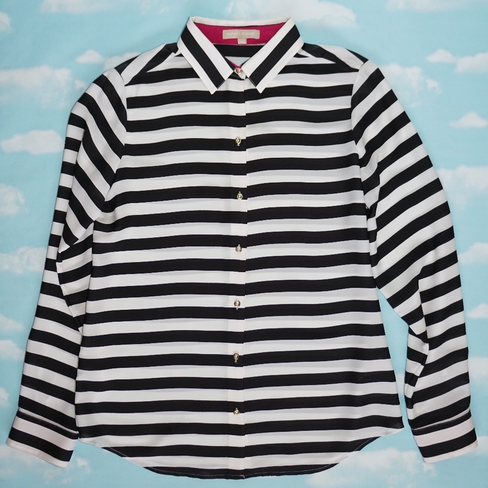 Black and white striped blouse